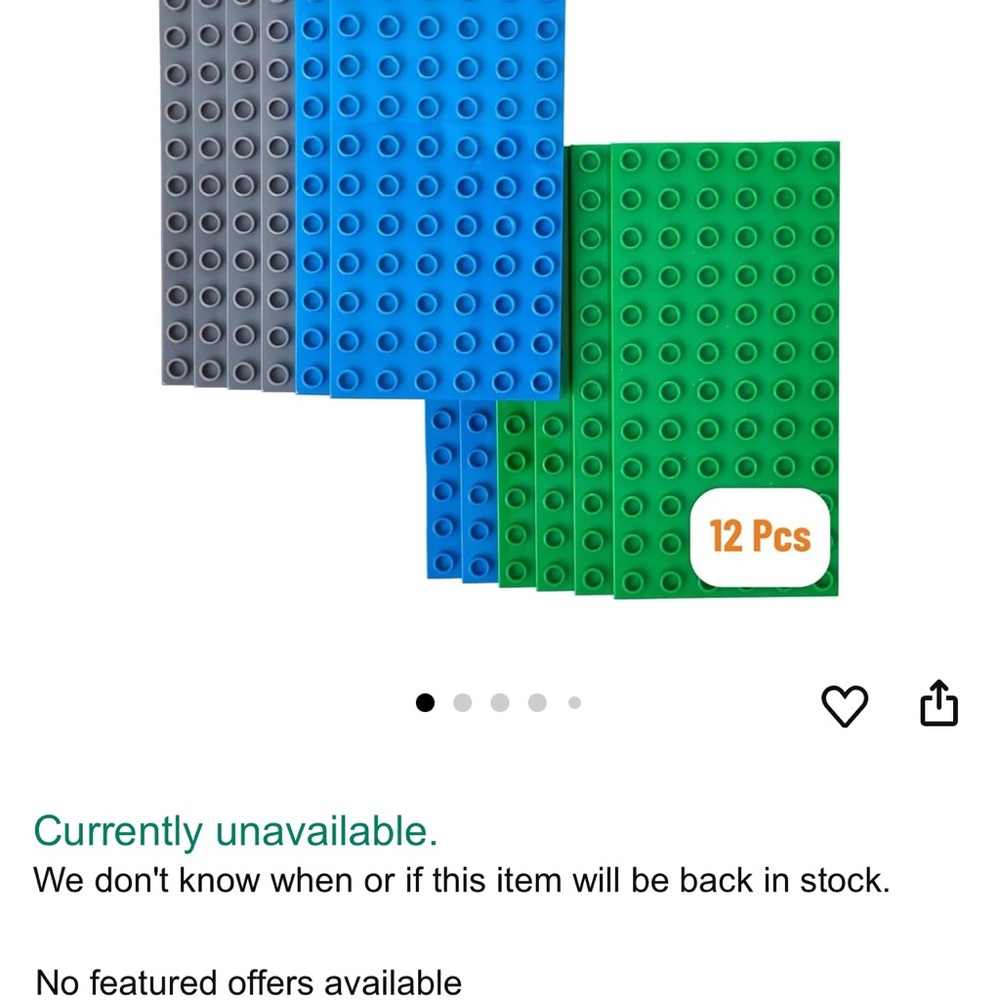 Strictly Bricks - Building Block Baseplates Set - Green, Blue, Gray (4 of each)